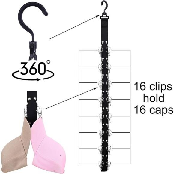 Closet Hanging Cap Organizer, 16 Baseball Cap Rack, Closet Hook Cap Holder Hat - Picture 11 of 16